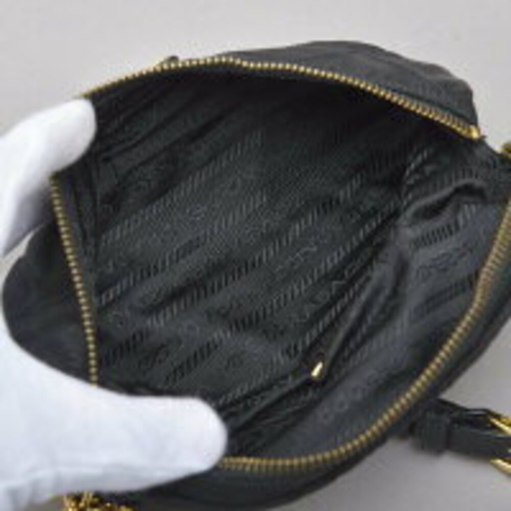 PRADA Waist bag Body Belt Bum chain belt shoulder bag leather black - Picture 9 of 10
